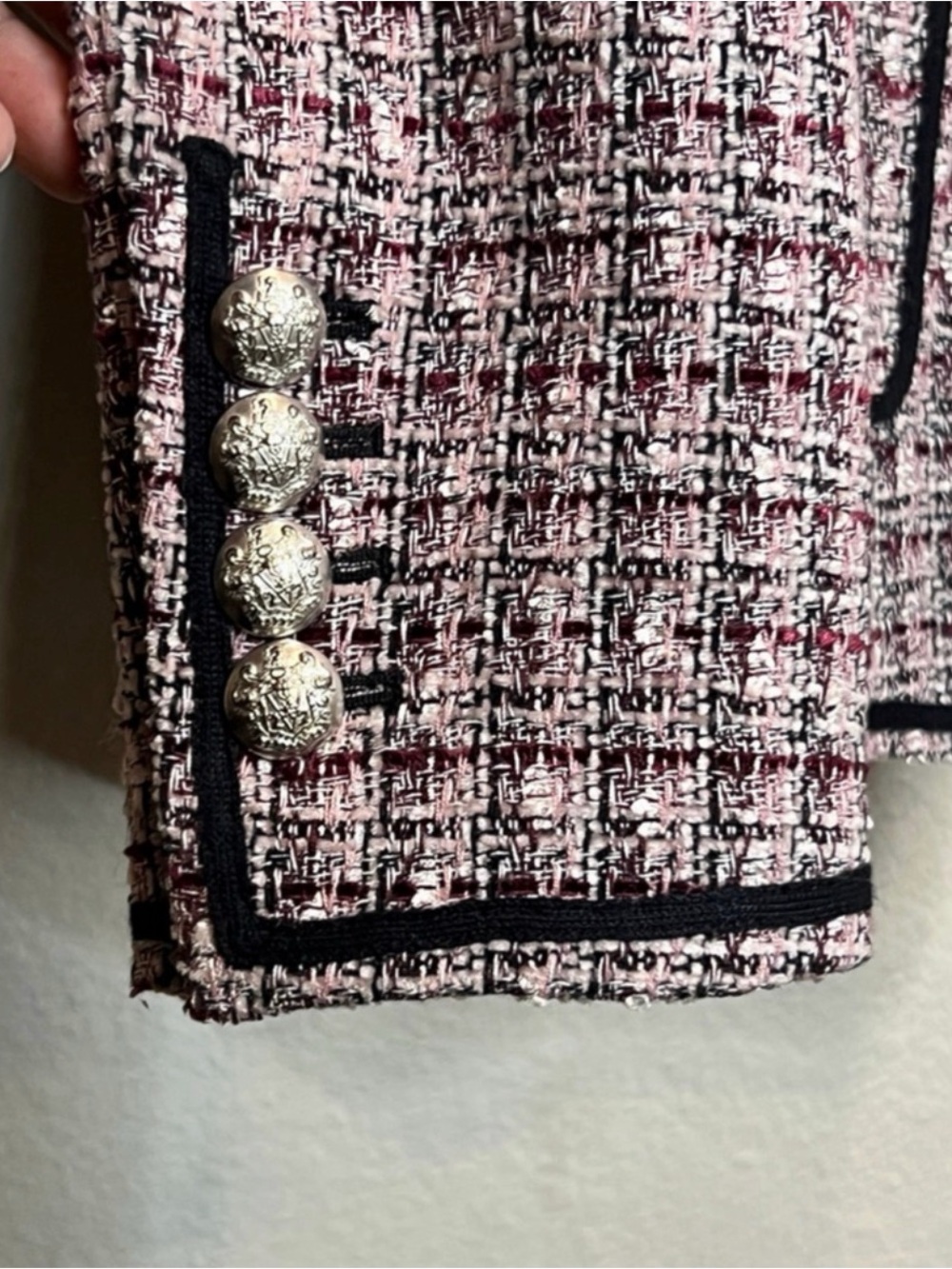 NWOT Veronica Beard Theron Double-Breasted Tweed Blazer Pink Purple Size 8 - Picture 6 of 9